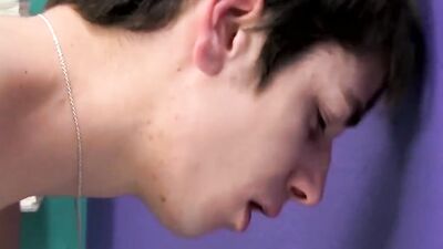 Lovely twink is enjoying in some gay romance with his class mate