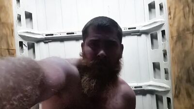 Amateur bear is flashing his genitals in front of the camera