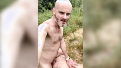 Perverted amateur stepdad geta his ass nailed with a hard wood