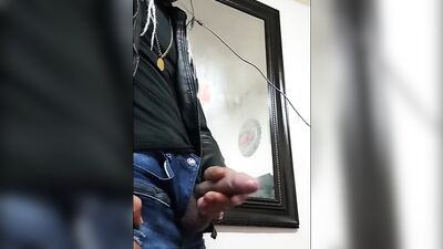 Amateur African dude is flashing his huge cock in camera