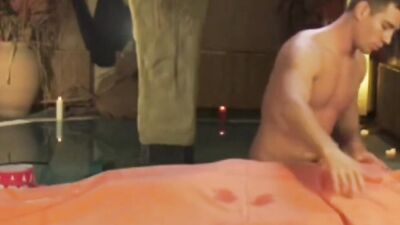 Horny dude gets his oily pecker strokes by a perverted masseur