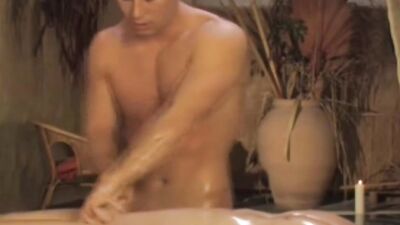 Horny dude gets his oily pecker strokes by a perverted masseur