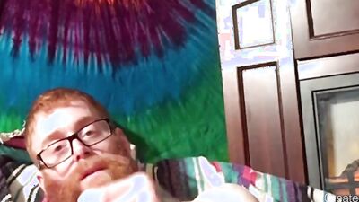 Ginger chap is jerking off in front of the phone