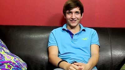 Skinny gay chap is jerking off in front of the phone