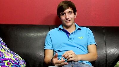 Skinny gay chap is jerking off in front of the phone