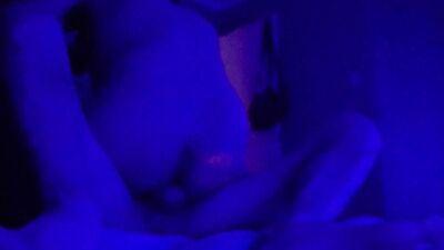Amateur chap is riding his boyfriend's prick under the neon lights
