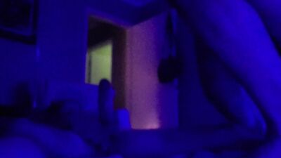 Amateur chap is riding his boyfriend's prick under the neon lights