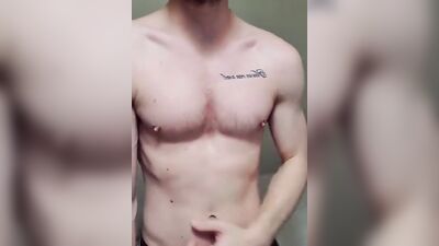 Handsome straight dude is jerking his pecker in this solo performance