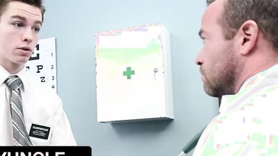 Chap strokes a hard pecjer in front of his doctor