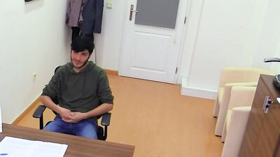 Cute amateur chap is ass-fucked on the table by a stranger