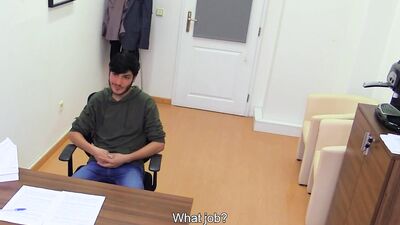 Cute amateur guy gets fucked on top of the table by a stranger