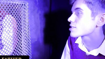 Skinny church lads are having sex inside the confession room