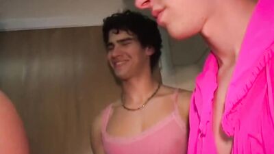 Naughty femboy is craving for some hard cocks on a party