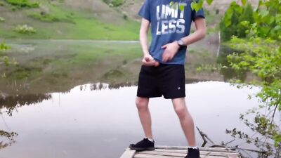 Amateur European fella strokes his dong out in the open