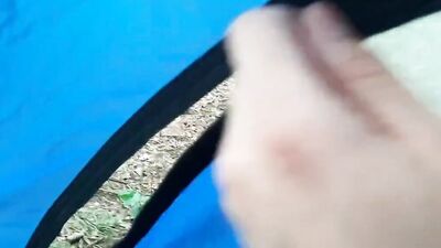 Amateur Russian is stroking his hard willy deep inside the woods