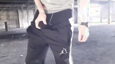perverted Russian is jerking his dong inside the abandoned building