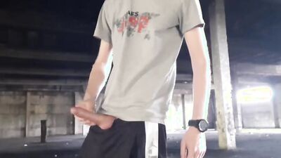 perverted Russian is jerking his dong inside the abandoned building