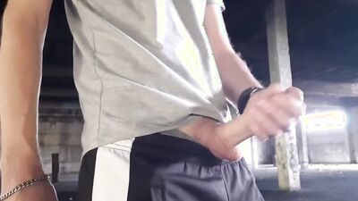 perverted Russian is jerking his dong inside the abandoned building