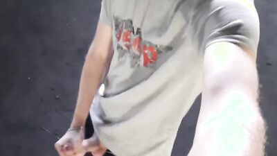 perverted Russian is jerking his dong inside the abandoned building