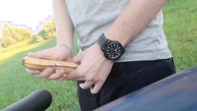 Amateur Russian is jerking his dong out of the car