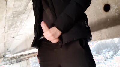 Perverted Russian plays with cock and condom in front of the cam