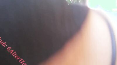 Amateur masked bloke sucks and rides hard cock inside the forest