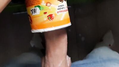 Russian chap is shoving his big dick into the can