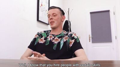 Skinny bloke is riding stranger's dong on a job interview