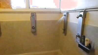 Horny dude is filming himself while taking a hot shower