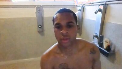 Horny dude is filming himself while taking a hot shower