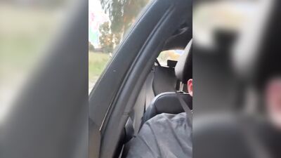 Amateur German teen chap is having some fun inside the car