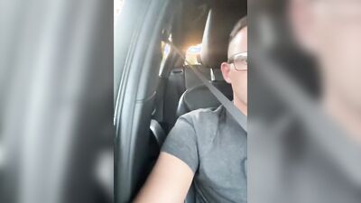 Amateur German teen chap is having some fun inside the car