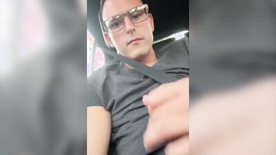 Amateur German teen chap is having some fun inside the car