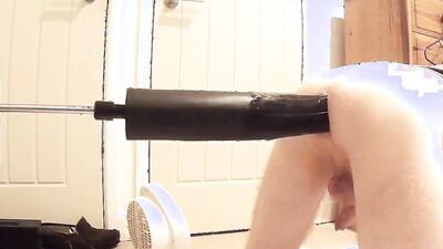 Amateur fellow gets his fuck hole destroyed with enormous black dildo