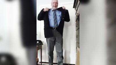 Perverted colonel plays with dick in front of the cam