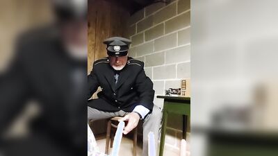Perverted colonel plays with dick in front of the cam