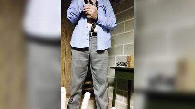 Perverted colonel plays with dick in front of the cam