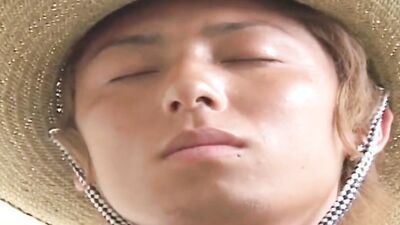 Skinny Asian chap is stroking his prick in this solo video