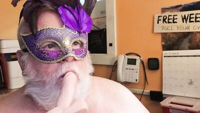 Masked stepdad is enjoying in his performance in front of the cam