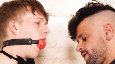 Tied-up twink gets his pecker teased by a perverted roommate