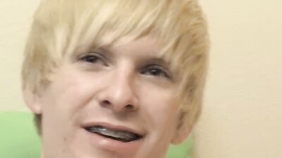 Blonde twink is jerking his phallus in front of the camera