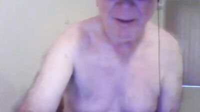 Amateur grandpa is jerking his pecker in his home made solo video