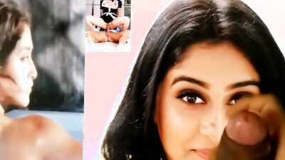 Chap is jerking off on the picture of pretty Indian chick