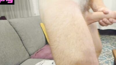 Horny chap is jerking his cock in front of the camera