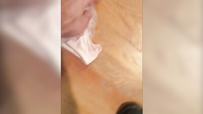 Horny femboy films himself as he's jerking his tiny pecker