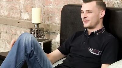 Amateur straight lad is jerking his cock in his bedroom
