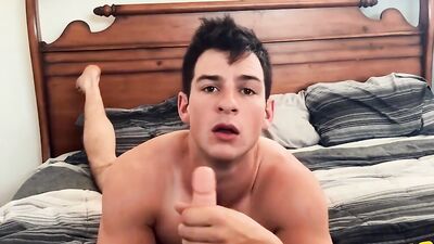 Cute chap is fingering his ass while he's jerking his pecker