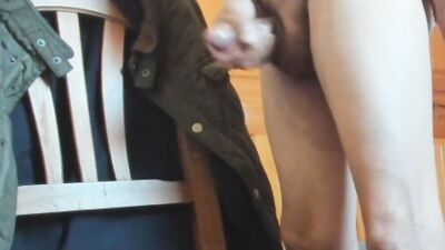 Chubby lad strokes his pecker in front of the camera
