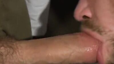 Cum thirsty gentleman is giving his colleague a nice bj