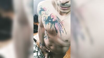 Naughty gay Latino bloke is having fun in this hot scene
